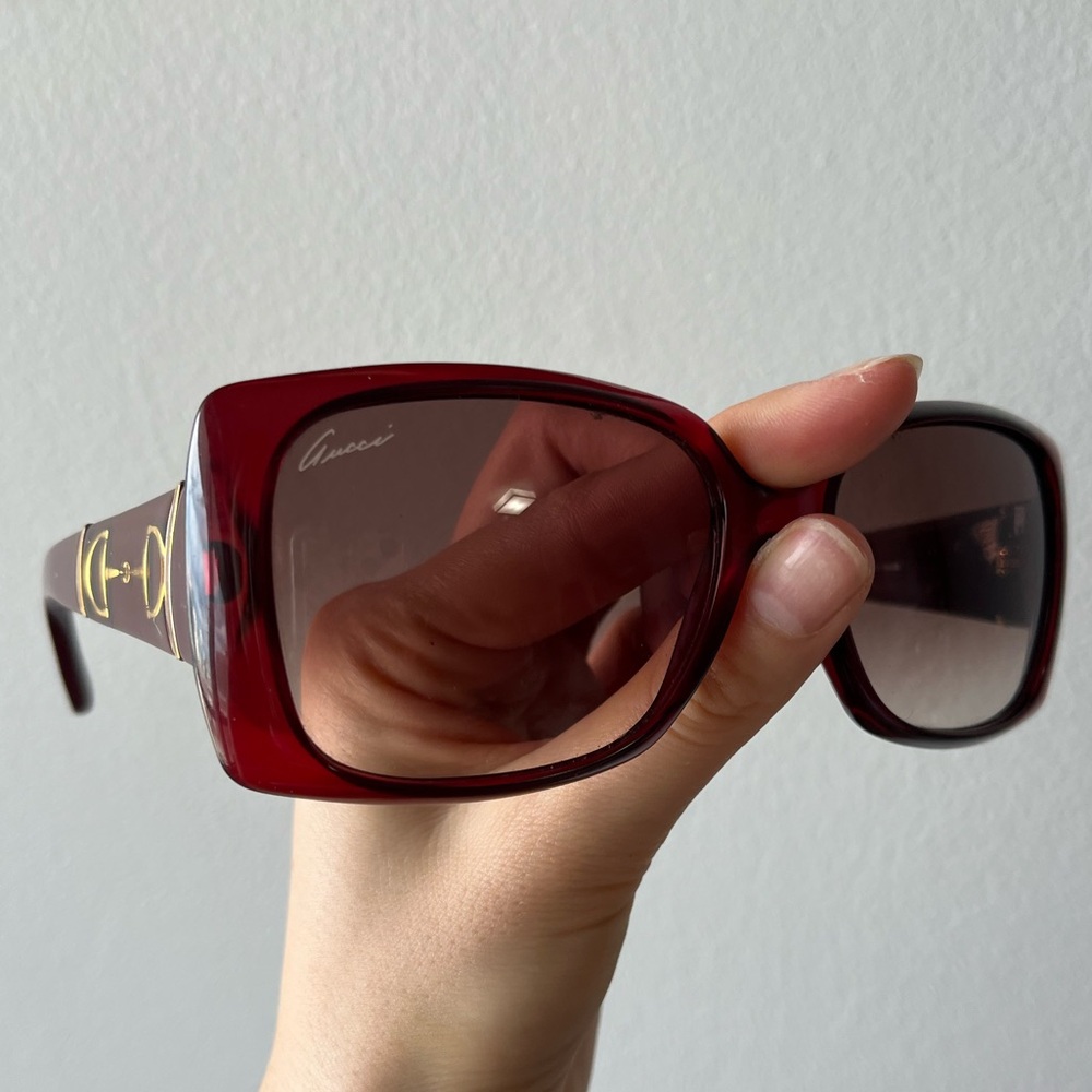 Gucci Burgundy Oversized Square Sunglasses - Picture 1 of 8